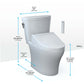 White toilet with dimensions labeled on a white background