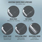 Diagram showing different spray settings of a cleaning device with text labels on a light blue background.
