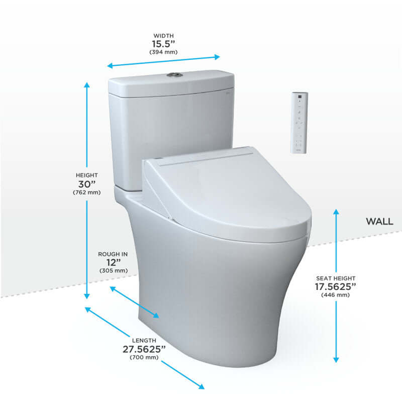 TOTO Aquia IV - WASHLET+ C5 Two-Piece Bidet Toilet - Dual Flush- Universal Height MW4463084CEMFGN#01