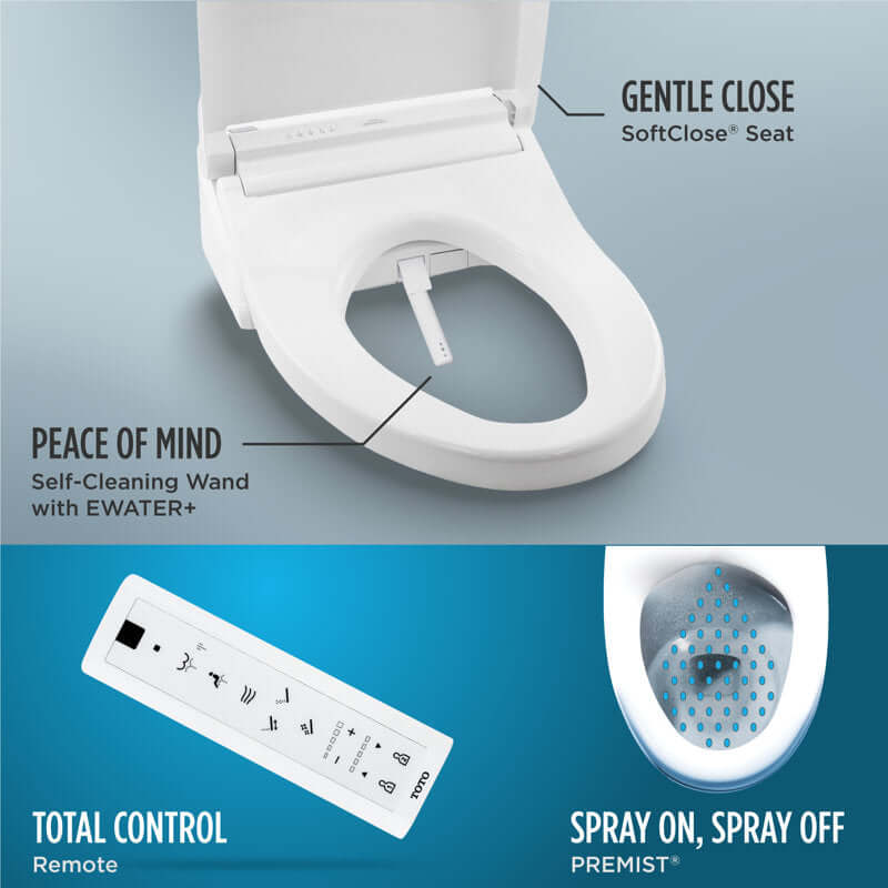 TOTO Aquia IV - WASHLET+ C5 Two-Piece Bidet Toilet - Dual Flush- Universal Height MW4463084CEMFGN#01