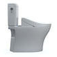 Side view of white toilet with white background