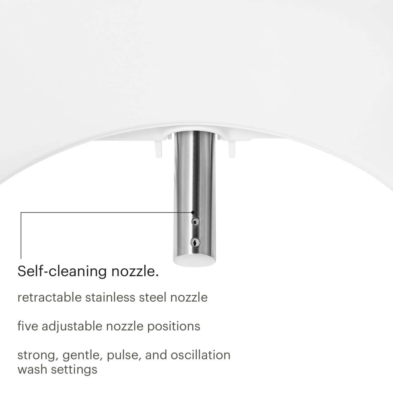 Swash BL97 Advanced Bidet Toilet Seat with Remote Control - view of wand extended with list of features