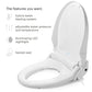Swash BL97 Advanced Bidet Toilet Seat with Remote Control - Diagonal view with lid up and list of features