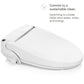 Swash BL97 Advanced Bidet Toilet Seat with Remote Control - Diagonal view with lid closed and list of features