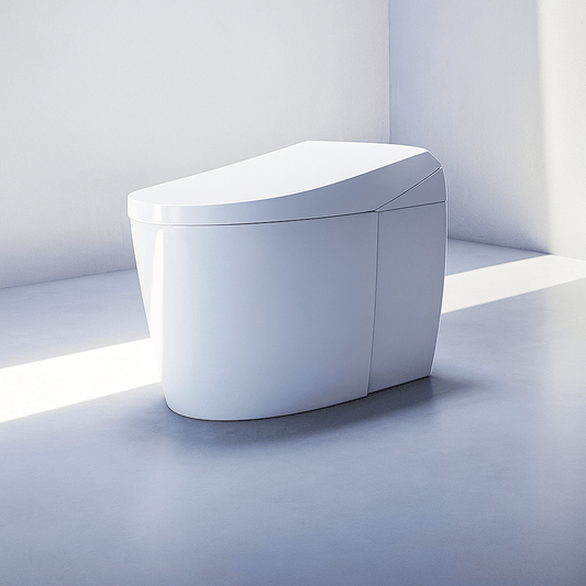 Modern white toilet in a minimalistic setting