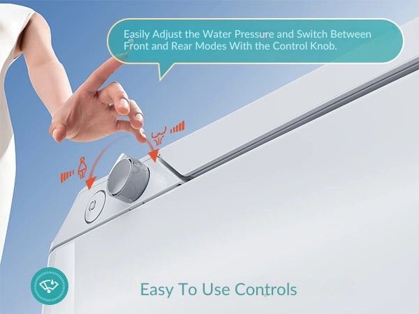 Easily adjust water pressure and switch modes on the Horow T30 Non-Electric Bidet Toilet with control knob.