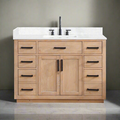 Gavino 48" Single Bathroom Vanity with Grain White Composite Stone Countertop by Altair Design