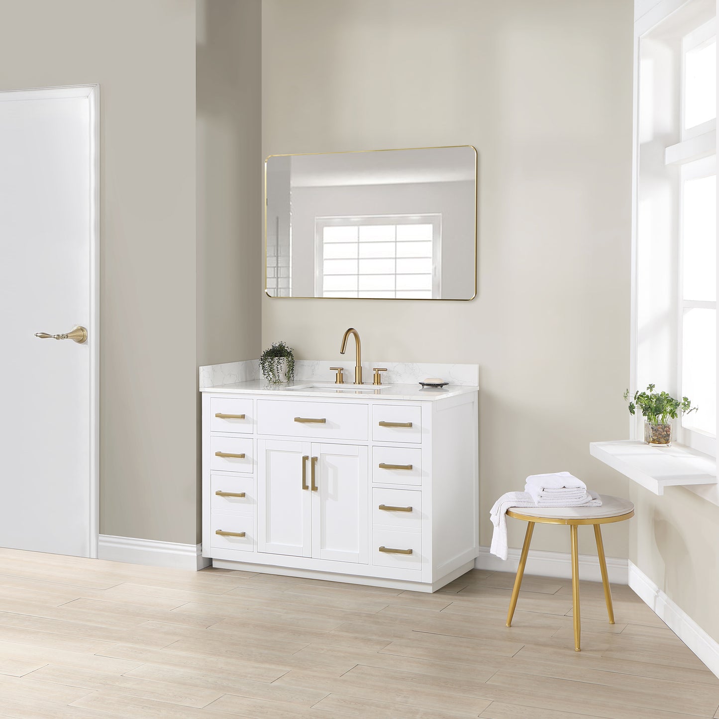 Gavino 48" Single Bathroom Vanity with Grain White Composite Stone Countertop by Altair Design