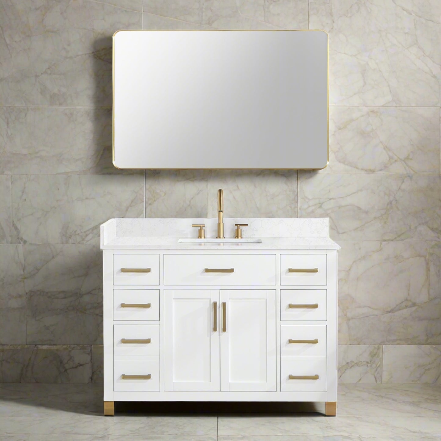 Gavino 48" Single Bathroom Vanity with Grain White Composite Stone Countertop by Altair Design