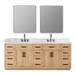 Altair Gavino 84" Double Sink Bathroom Vanity, Light Brown, Stone Top