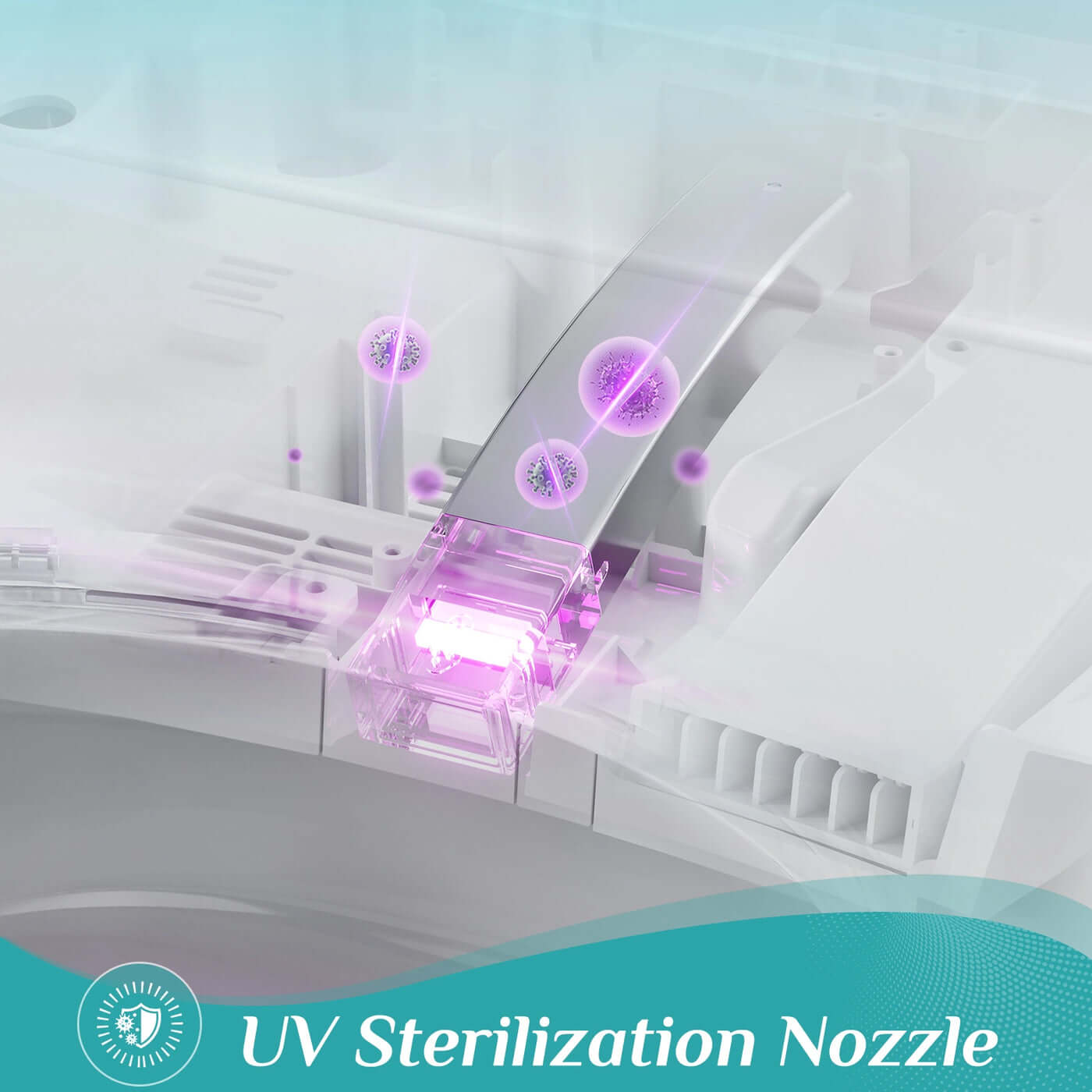 Close-up of HOROW T05 Smart Toilet's UV Sterilization Nozzle for enhanced hygiene and cleanliness.
