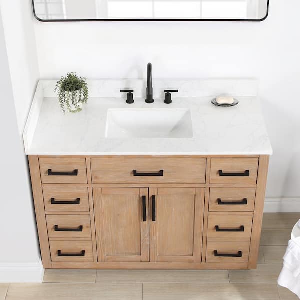 Gavino 48" Single Bathroom Vanity with Grain White Composite Stone Countertop by Altair Design