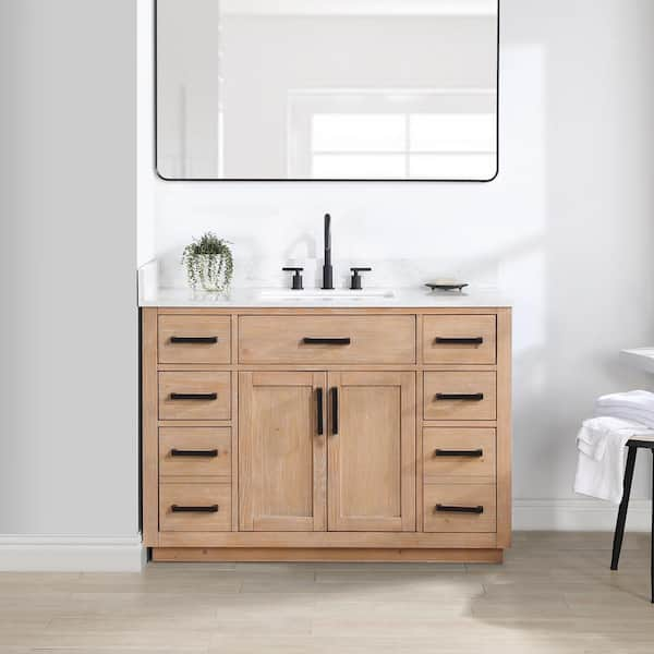 Gavino 48" Single Bathroom Vanity with Grain White Composite Stone Countertop by Altair Design