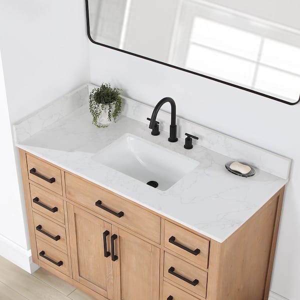 Gavino 48" Single Bathroom Vanity with Grain White Composite Stone Countertop by Altair Design