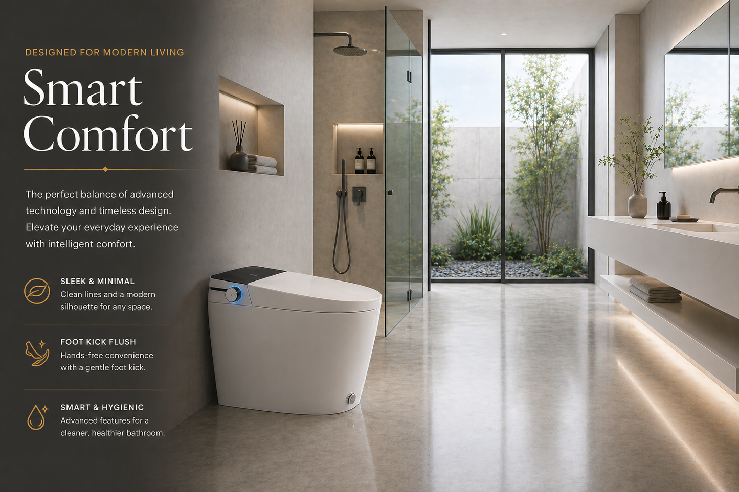 Kingston Brass Edison Smart Toilet with Bidet, Heated Seat, and Auto Flush