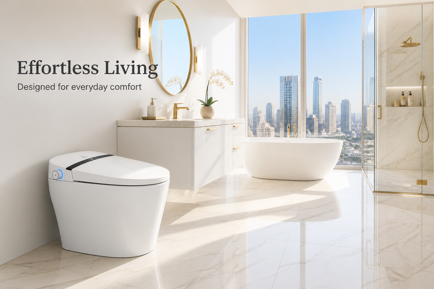 Kingston Brass Upton Smart Toilet with UV Sterilization, Auto Lid, Air Dryer