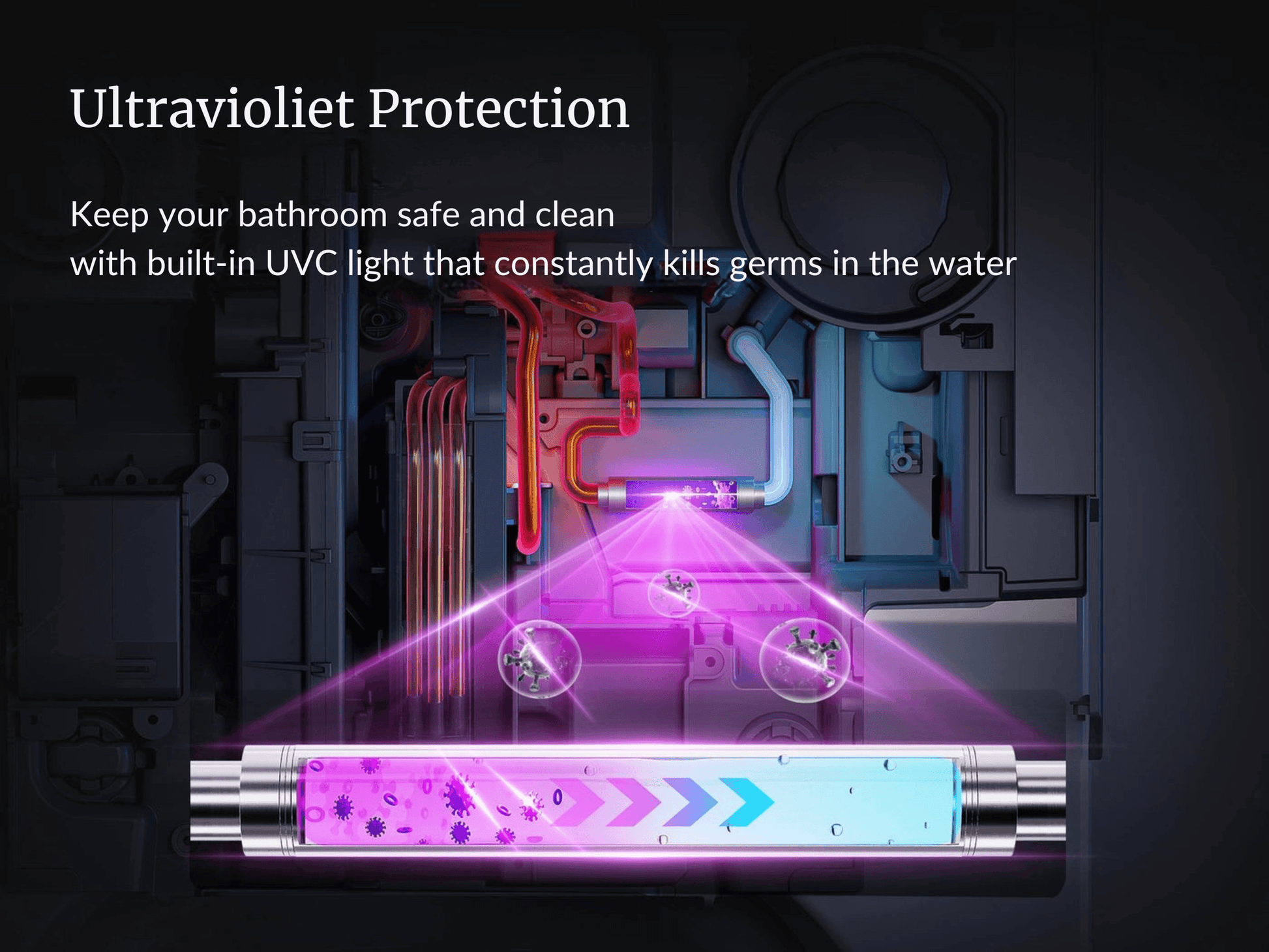 Ultraviolet Protection for Horow X70 Smart Bidet Toilet, featuring built-in UVC light that kills germs in water.