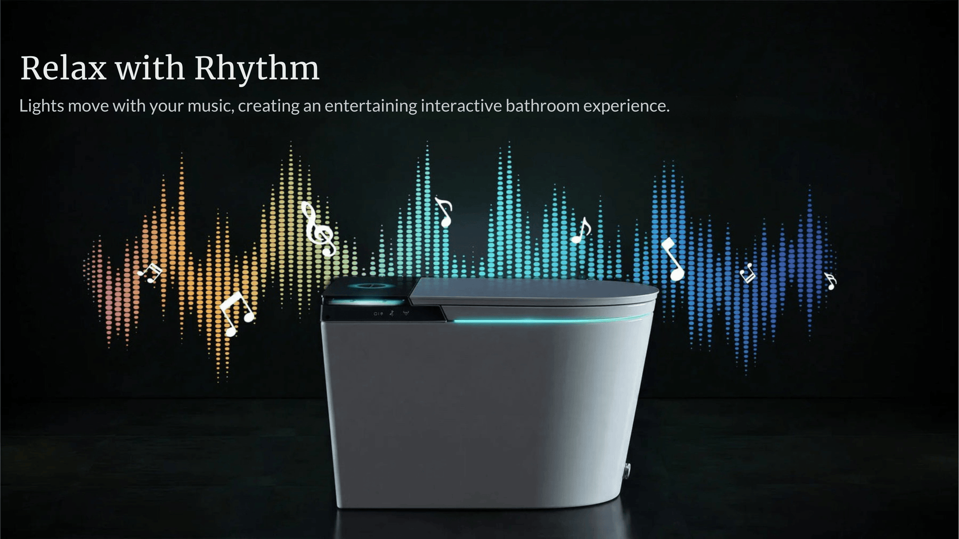 Horow X70 Smart Bidet Toilet with relaxing light sync to music for an interactive bathroom experience.