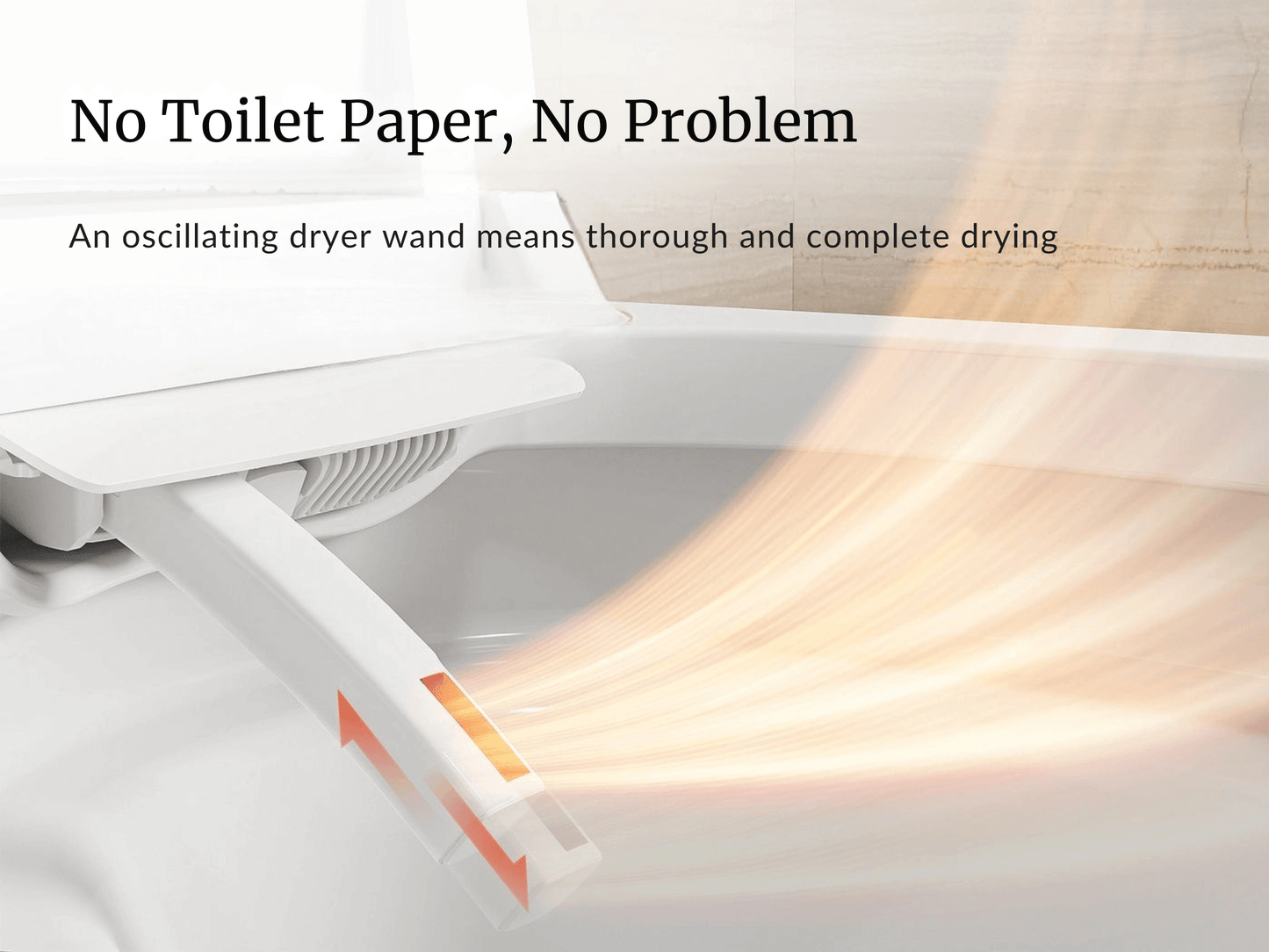 Horow X70 Smart Bidet Toilet with oscillating dryer wand for thorough drying without toilet paper.
