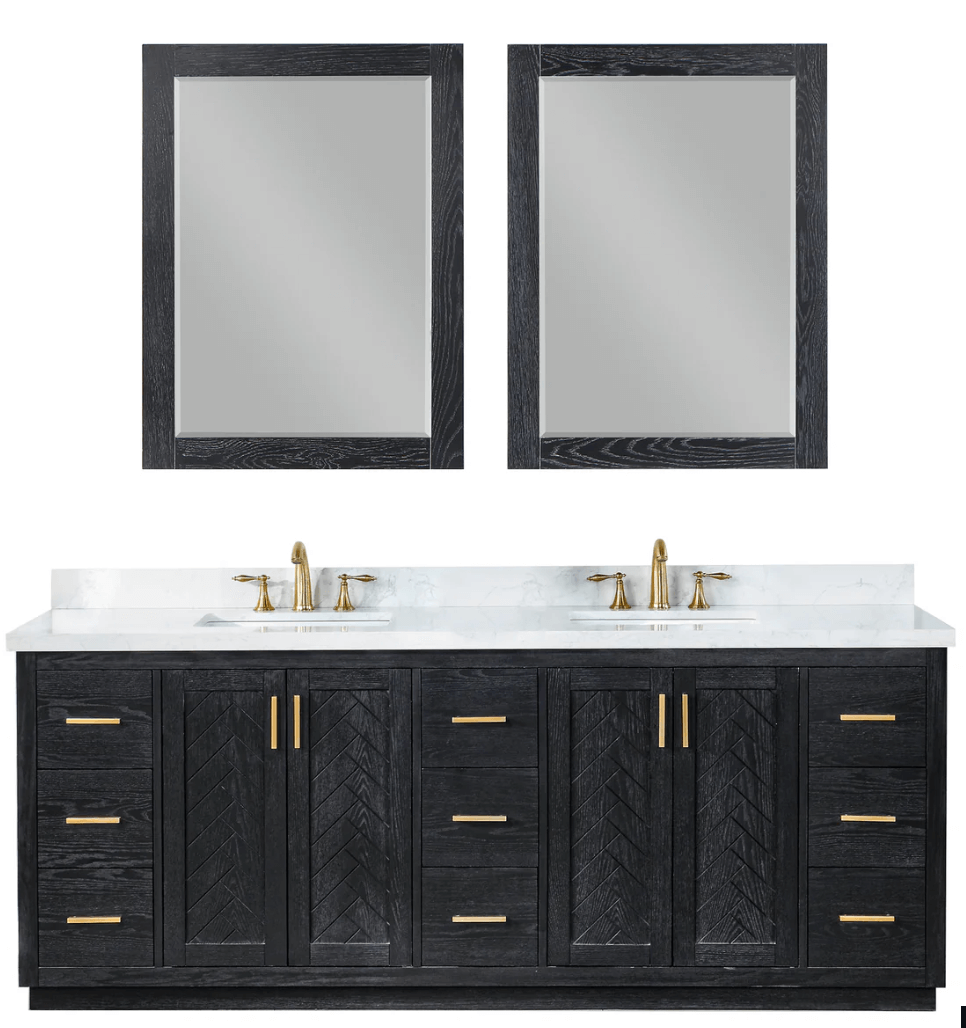 Altair Gazsi 84" Free Standing Double Basin Vanity with Solid Wood Cabinet and Engineered Stone Top