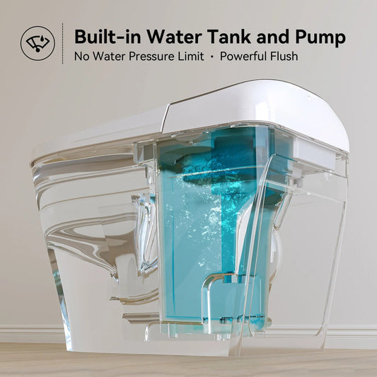 HOROW T03 Smart Toilet built-in water tank and pump for powerful flush without water pressure limit.