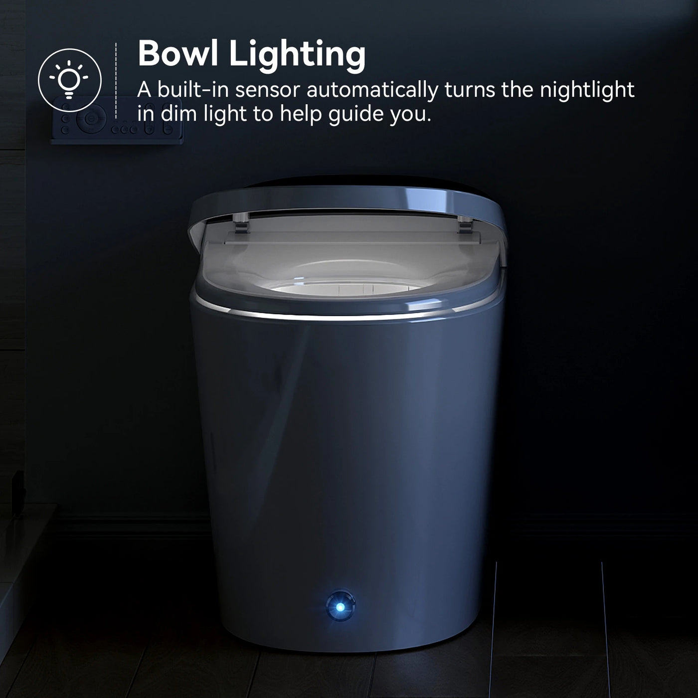 HOROW T03 Smart Toilet with bowl lighting feature showing automatic nightlight operation.