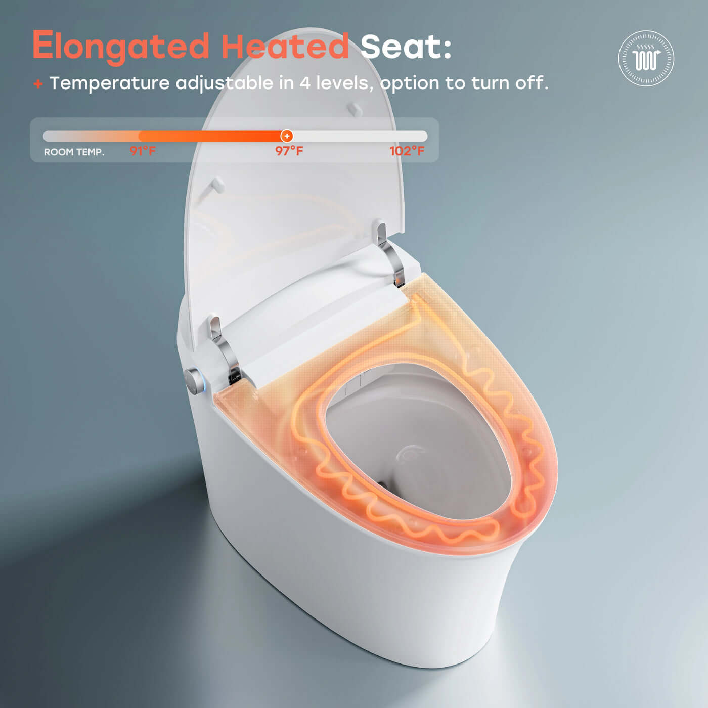 Horow T33 Luxury Smart Bidet Toilet with adjustable elongated heated seat in orange color.