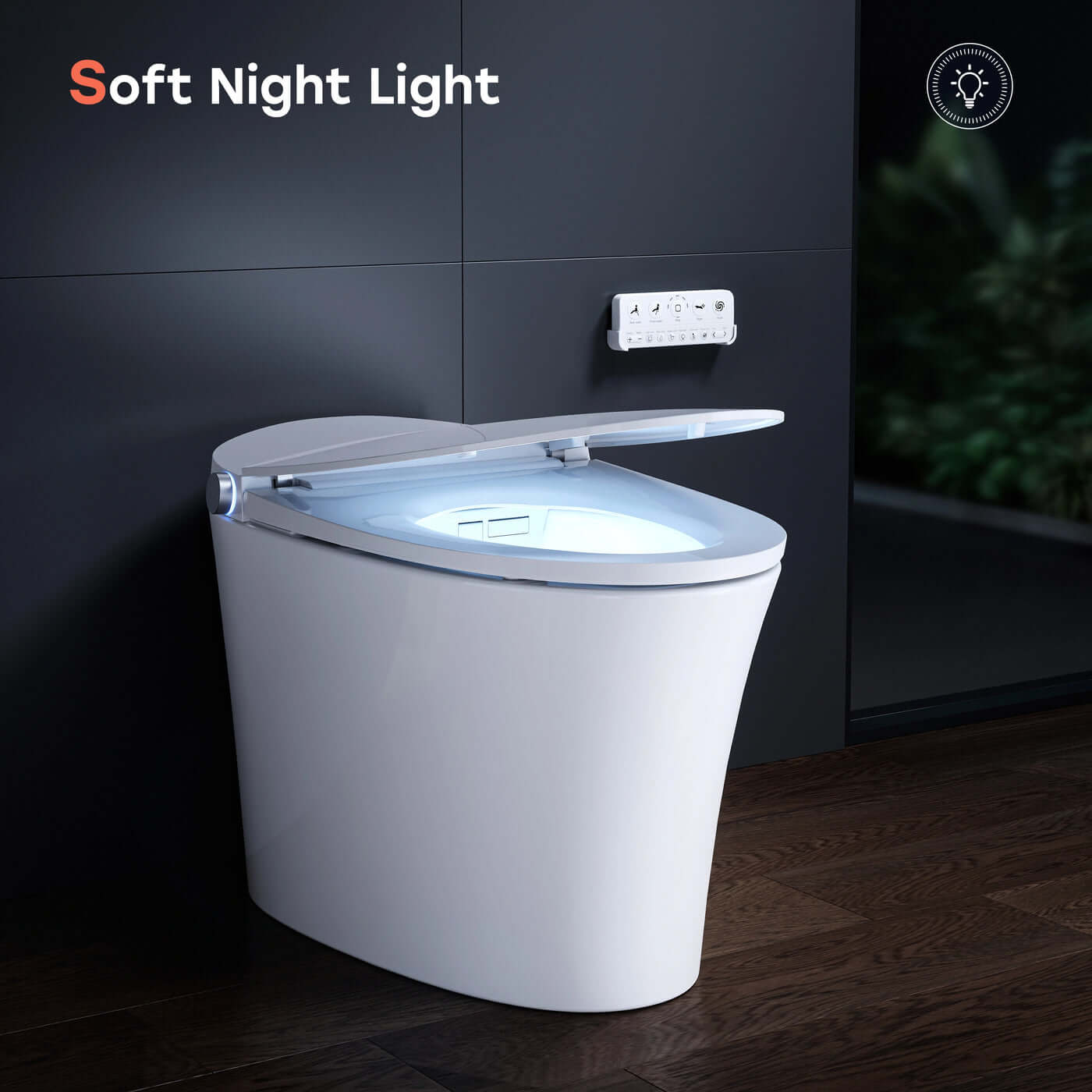 Horow T33 Luxury Smart Bidet Toilet featuring soft night light in a modern bathroom setting.