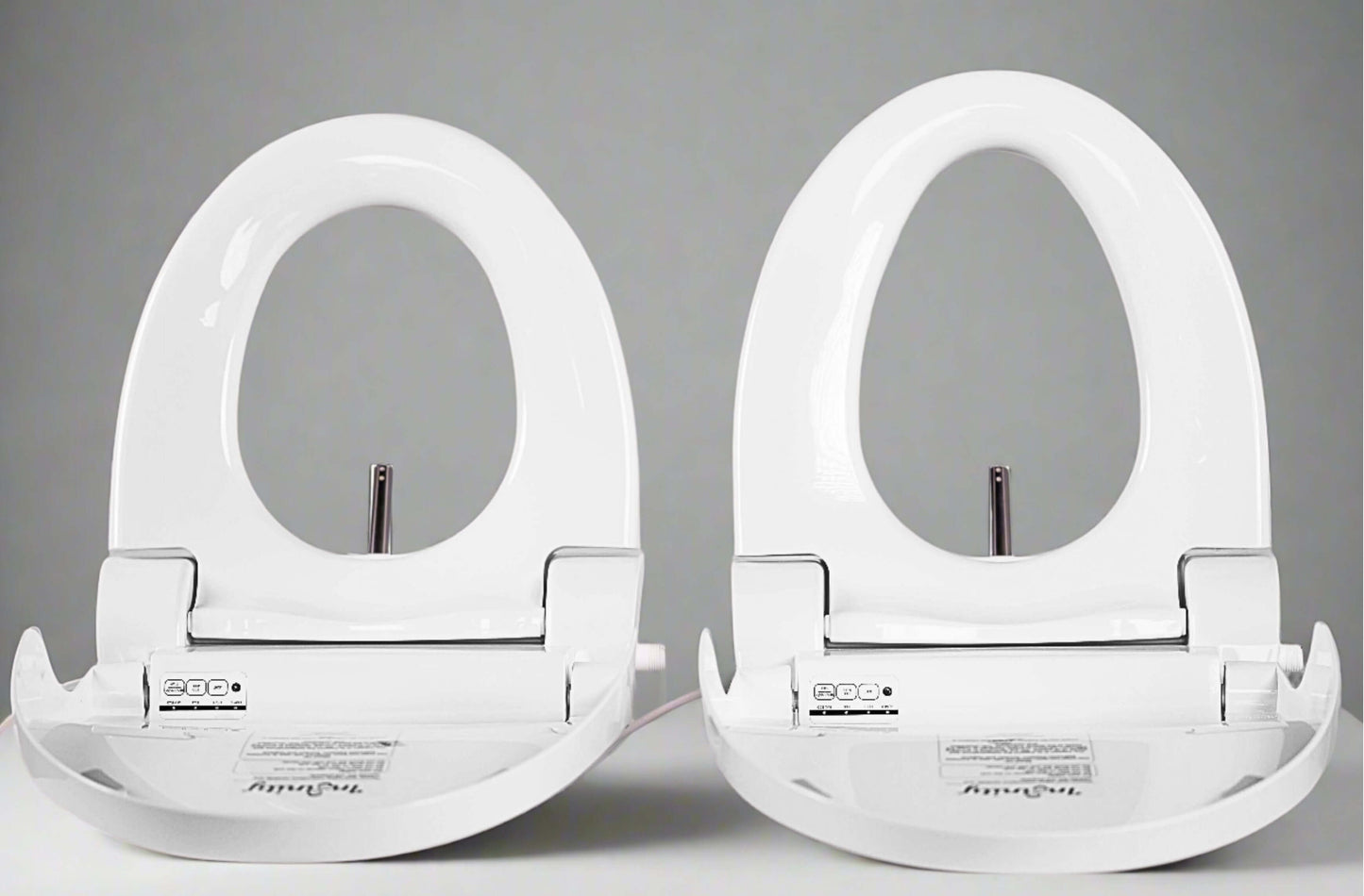Infinity Eaze Z3 Bidet Toilet Seat - 2 seats side by side to compare elongated and round shapes
