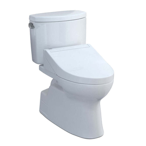 White toilet on white background