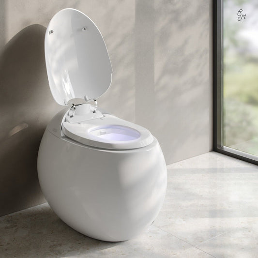 Swiss Madison Plaisir Round Smart Bidet Toilet with Auto Open/Close, LED Display, and Auto Flush