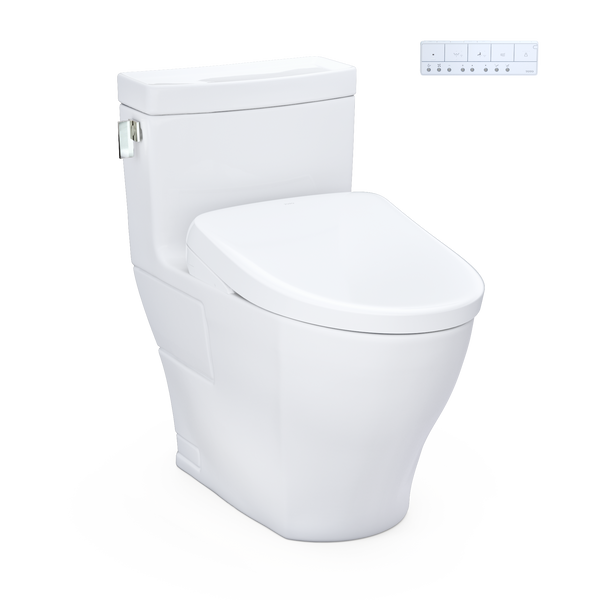 White toilet on white background
