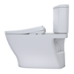 Side view of White TOTO Nexus toilet with bidet attachment on a white background 