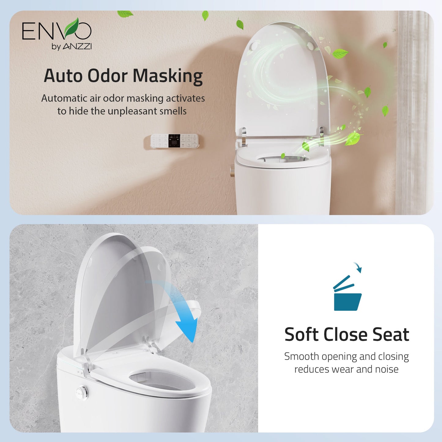 ENVO Dia Series 1.28 GPF 1-piece Auto Open Smart Bidet Toilet in White with Dual Flush, Heated Seat, and Foot Sensor