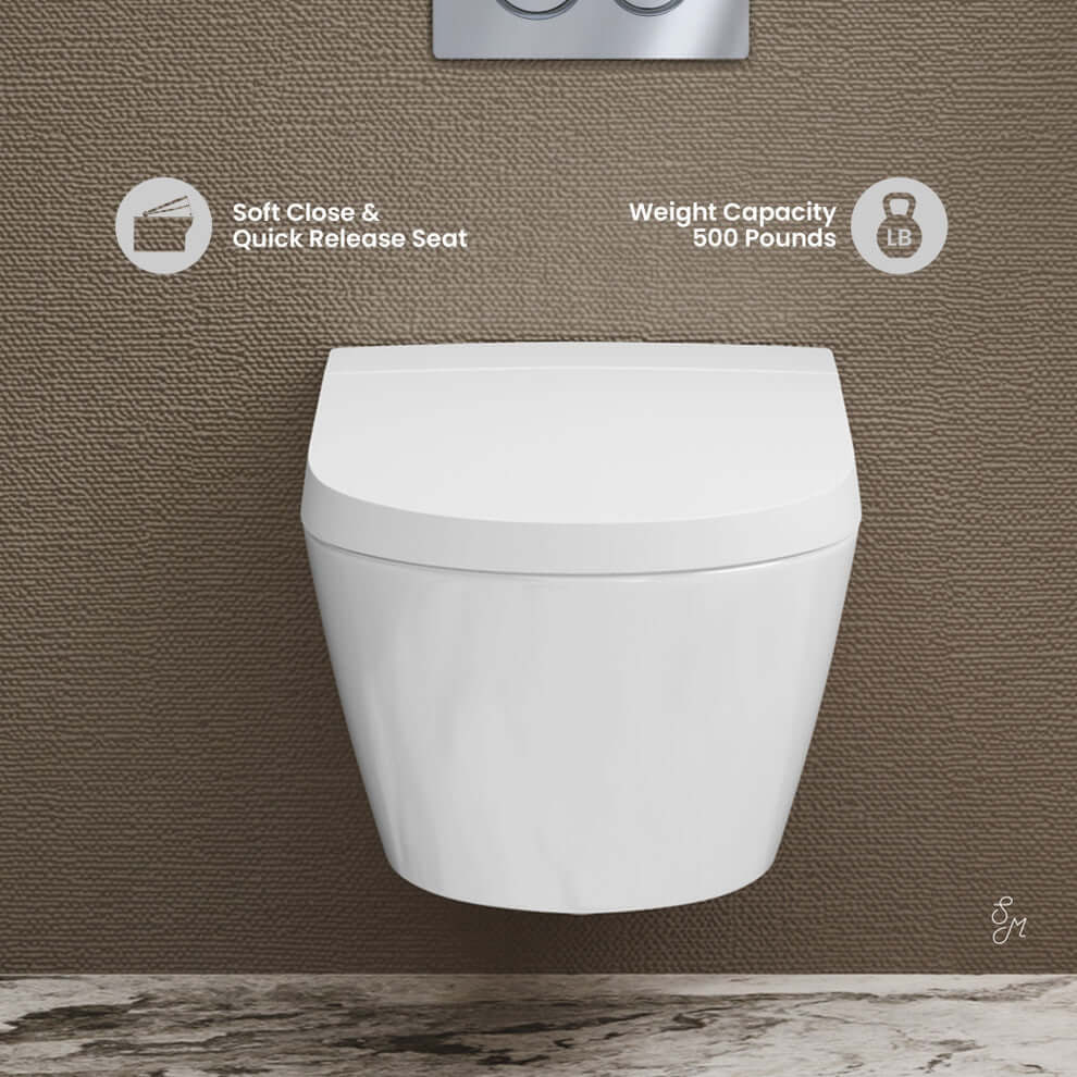 Swiss Madison Pur Wall-Hung Smart Bidet Toilet with Soft Close Seat and 500 Pound Capacity