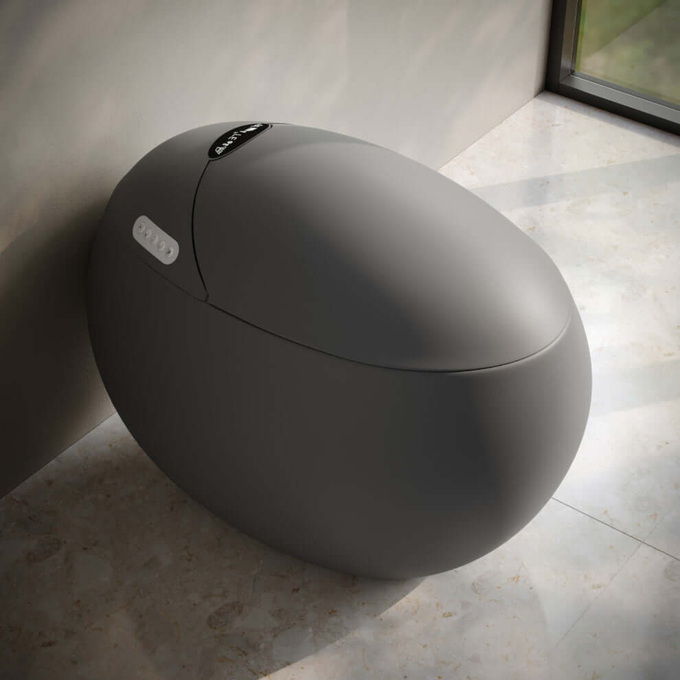 Swiss Madison Plaisir Round Smart Bidet Toilet in modern grey design with automatic features.