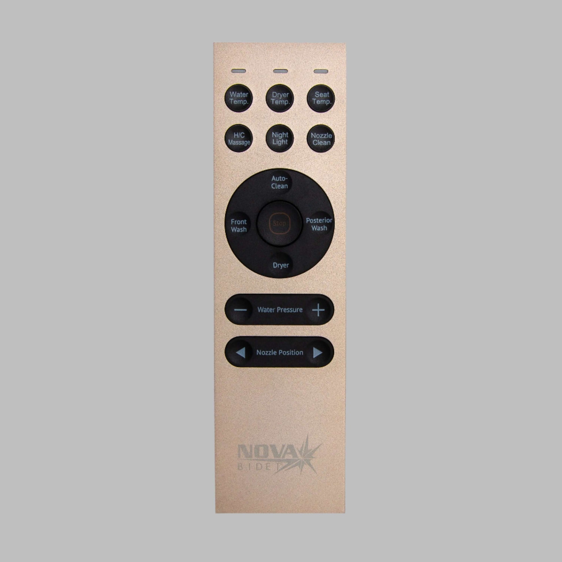 Nova Bidet Eco NOVA smart toilet seat remote control with various wash and drying options.