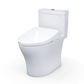 White toilet with separate tank on a white background