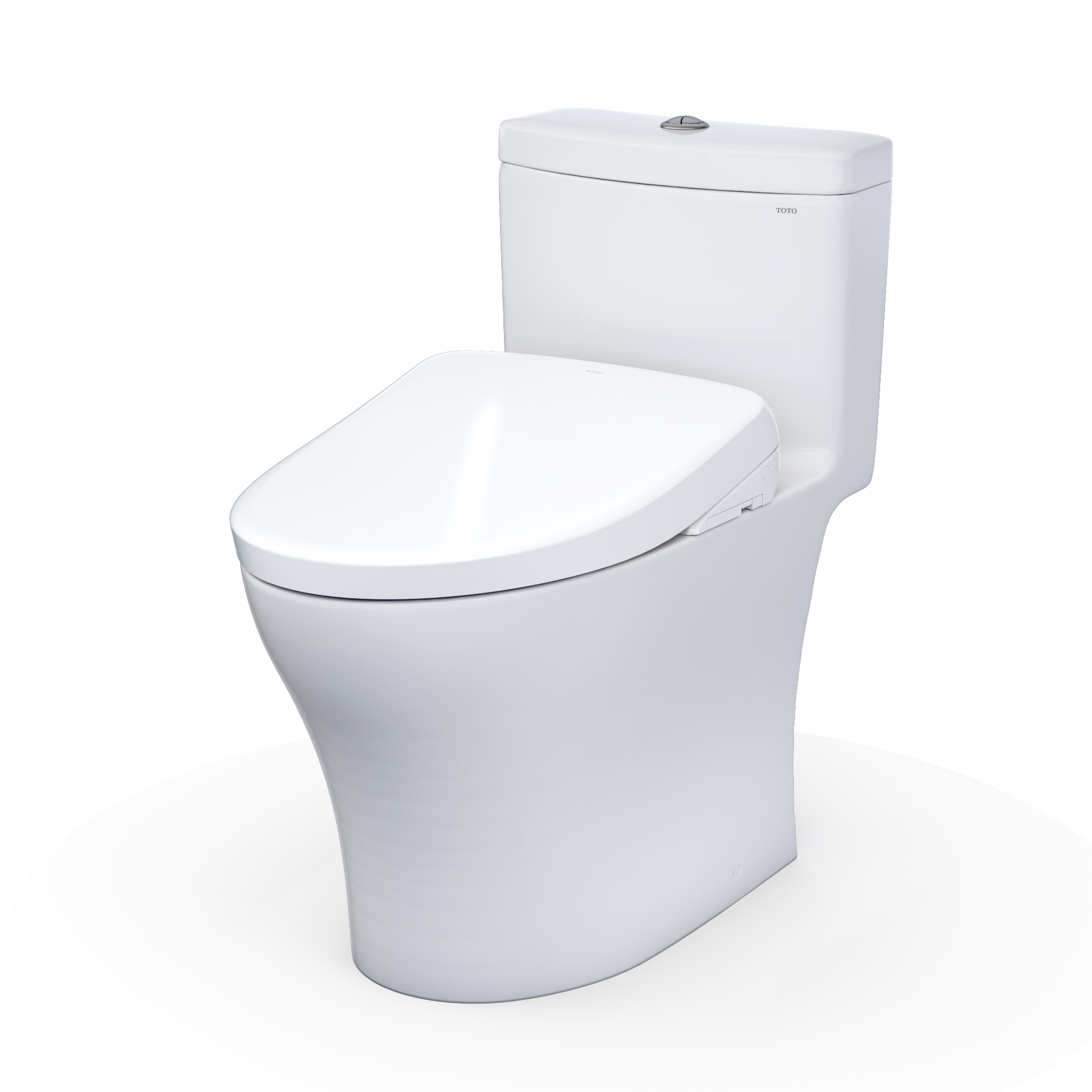 White toilet with separate tank on a white background