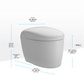 Gray toilet with dimensions labeled on a white background