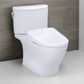 TOTO Nexus Washlet+ toilet with S7A smart bidet on a white tile floors and beige wall. 