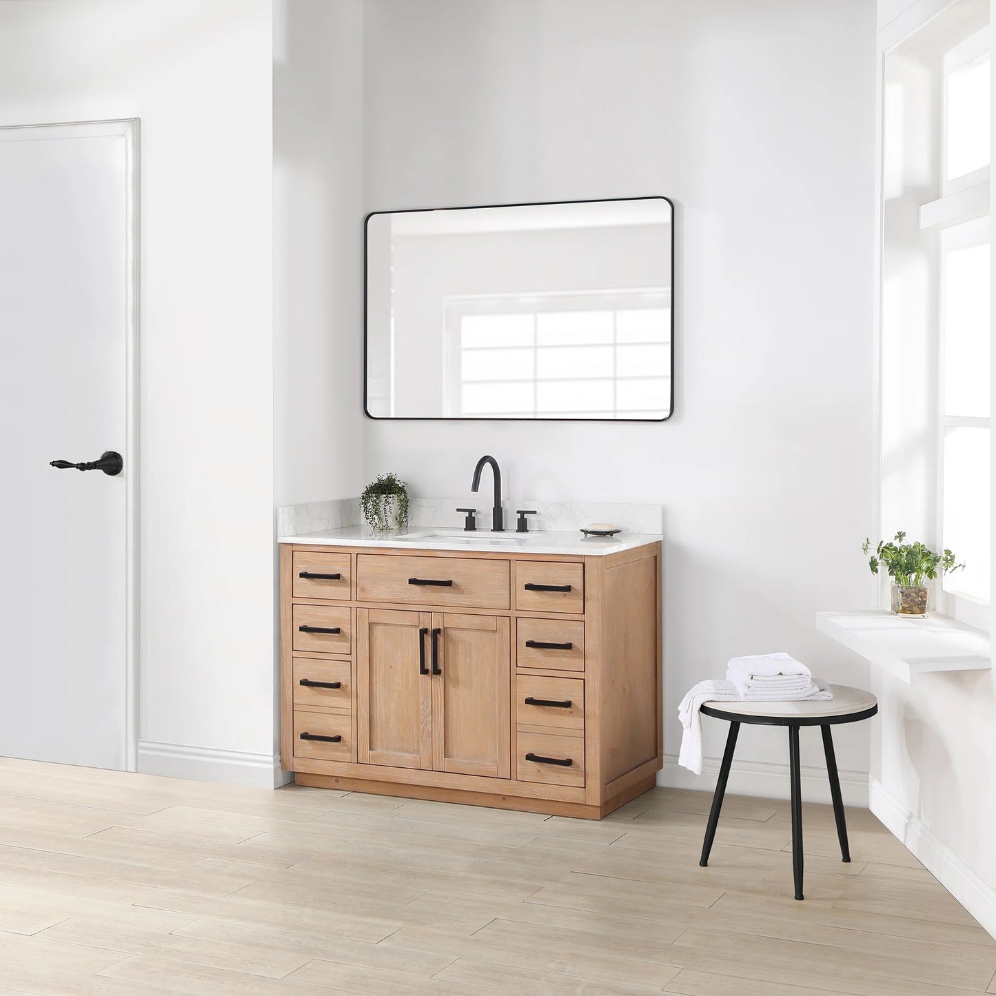 Gavino 48" Single Bathroom Vanity with Grain White Composite Stone Countertop by Altair Design