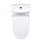White toilet with closed lid on a white background