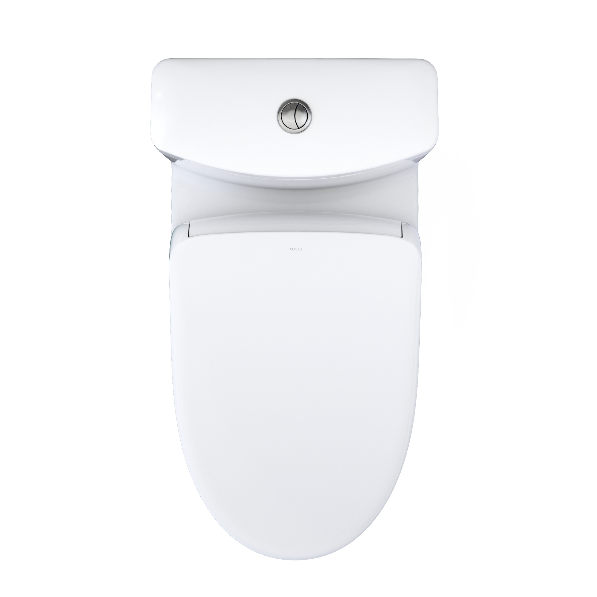 White toilet with closed lid on a white background
