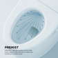 Diagram of PREMIST application on a toilet bowl with text explaining its function.