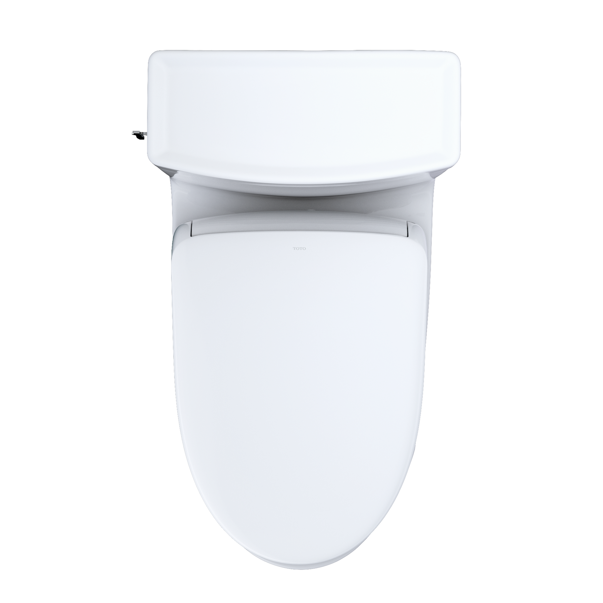 White TOTO Aimes toilet looking from above on a black background