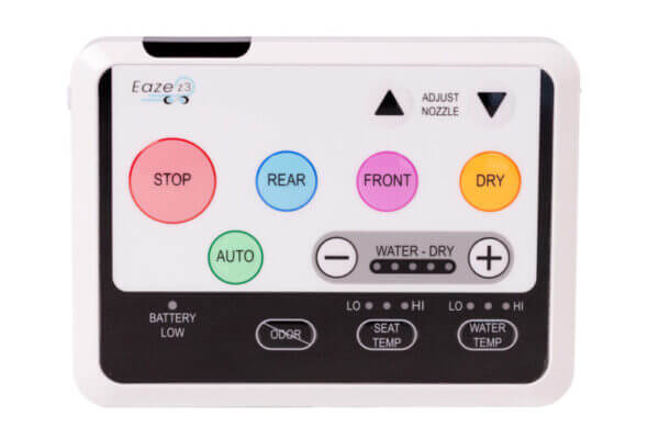 Infinity Eaze Z3 bidet toilet seat remote control with buttons for settings and adjustments.