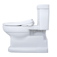 White toilet with seat on a white background