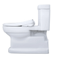 White toilet with seat on a white background