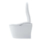 White toilet with open lid on a white background